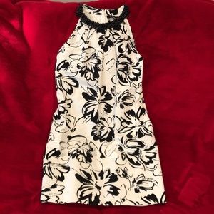 Chetta B black and white dress with beaded neck